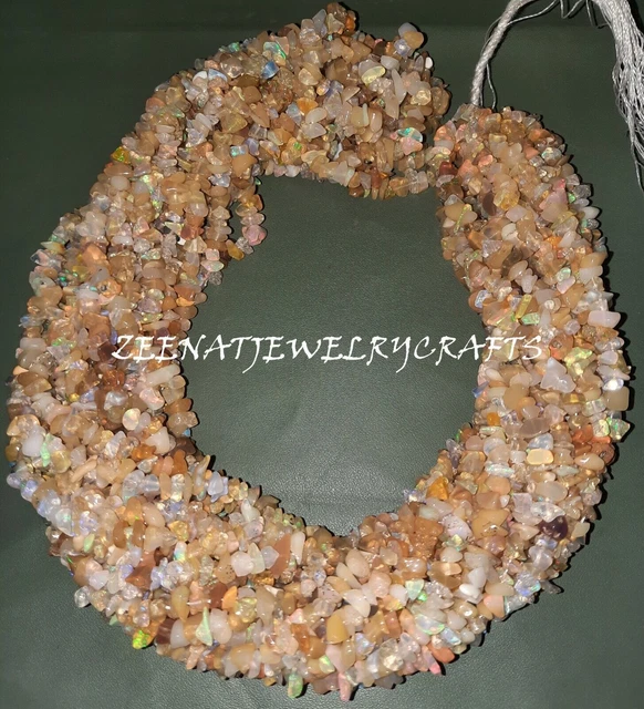 Multi Ethiopian Uncut Chips Smooth Nuggets Perles de pierres précieuses 34"...