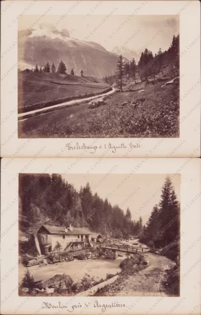 FRANCE 1880c Chamonix Trelechamp Aiguille Vert Moulin Argentieres Photos albumen