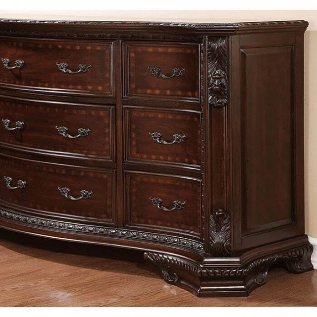 Ultra-Fine Designer Wooden Dresser, Dark Walnut Brown Brown 9-drawer