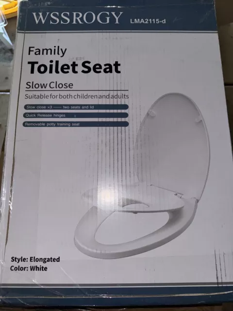 Elongated Toilet Seat with Built-in Potty Training Seat Magnetic Slow Close