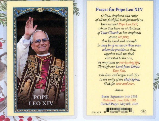 POPE LEO XIV - Prayer for the pope - Laminated Holy Card 567B $2.82 ...