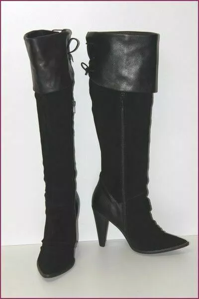 SAN MARINA Bottes Genoux Bi matière Cuir Daim T 38 ETAT NEUF