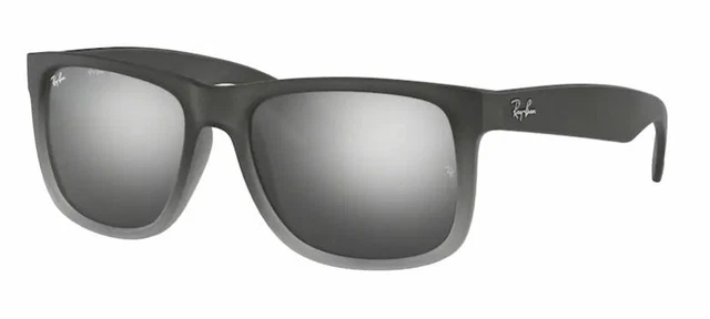 Ray Ban 4165 54 Justin 852/88 Grey Rubber Grigio Sunglasses Mirror Specchio Sol