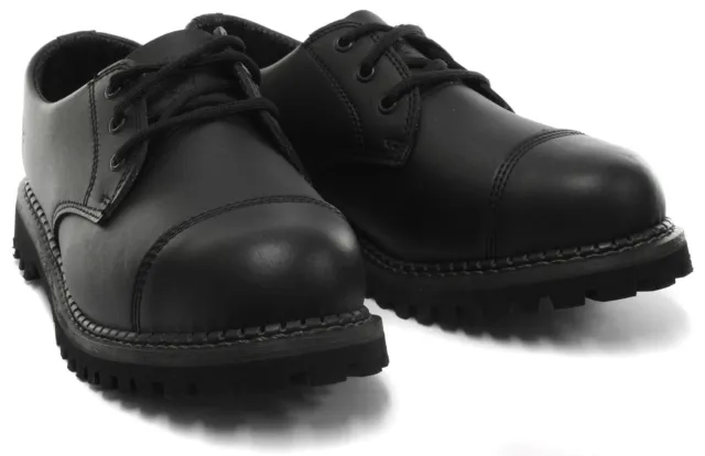 Grinders New Regent Cs  Black Leather Unisex Shoes 3 Eyelets Steel Cap Combat 3