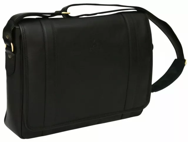 Borsa a tracolla Messenger in vera pelle con valigetta tascabile per laptop 13" business