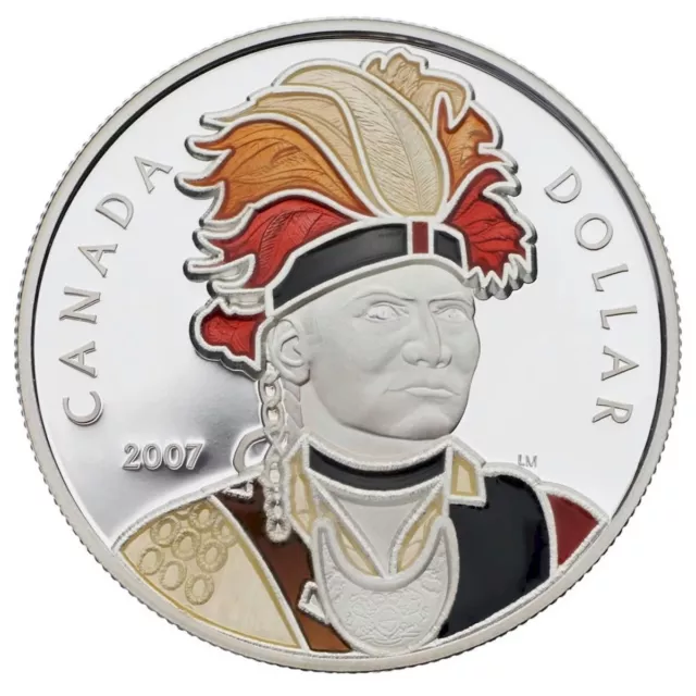 Thayendanegea - 2007 Canada $1 ltd. ed. Proof Silver Dollar with enamel