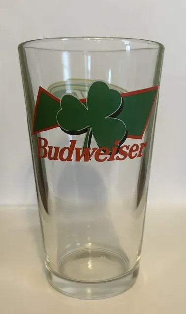 Beer Glass Pub Style Budweiser Bud Light St Patrick's Day Shamrock Logos 16 oz