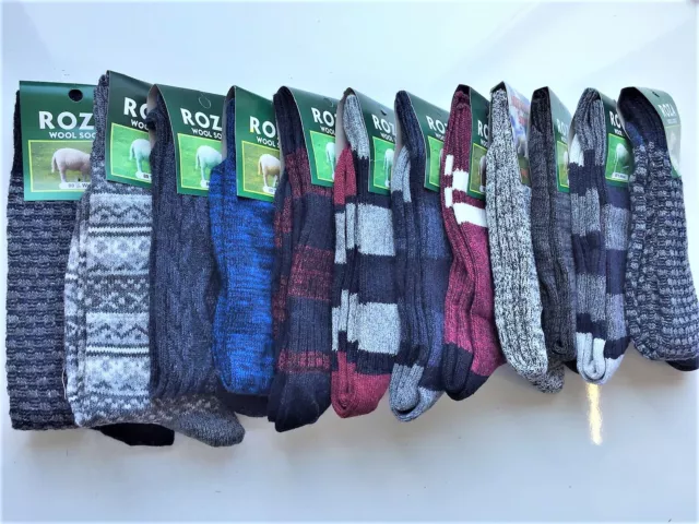 12 Pairs Thick Mens Chunky Wool Work Hiking Boot Socks Warm uk Size 6-11    GGFC