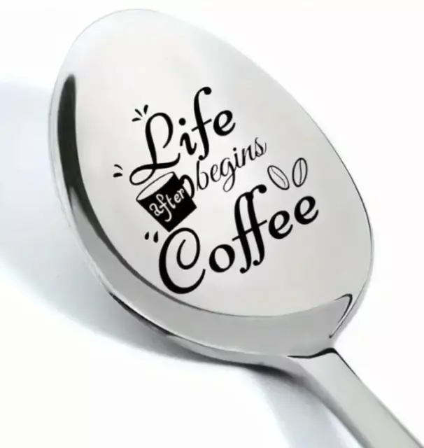 1pc Life Begins After Coffee Teaspoon Novelty Friend Relative Work Gift Present