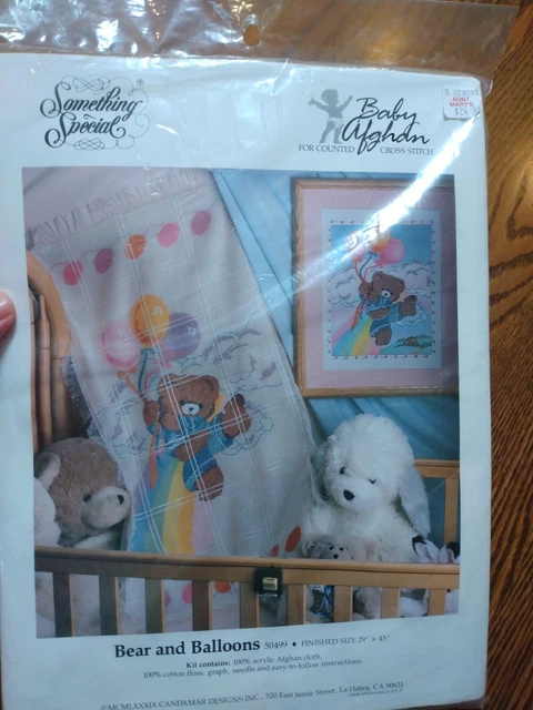 Something Special Bear and Balloons Baby Afghan Counted Cross Stitch Kit