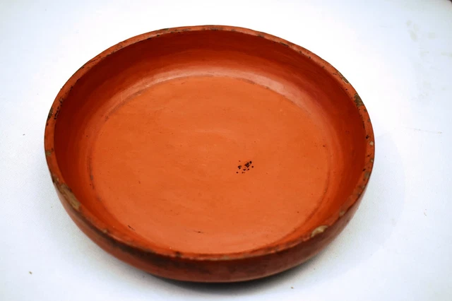 Antique Burmese Lacquerware Old Lacquer Plate Tray Round Red Wooden Rare Old "12 2