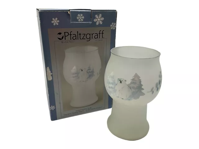 Pfaltzgraff Winter Frost 8" Frosted Floating Candle Vase with Original Candle