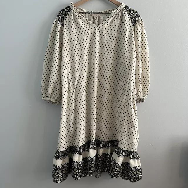 Knox Rose Size Large Dress A Line Cottage Core Prairie Boho Peasant Cream Specks