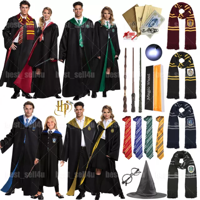 AU Harry Potter Gryffindor Ravenclaw Slytherin Robe Cloak Tie Costume Wand Scarf