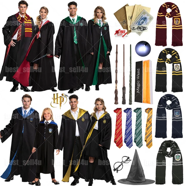 UK Harry Potter Gryffindor Ravenclaw Slytherin Robe Cloak Tie Costume Wand Scarf