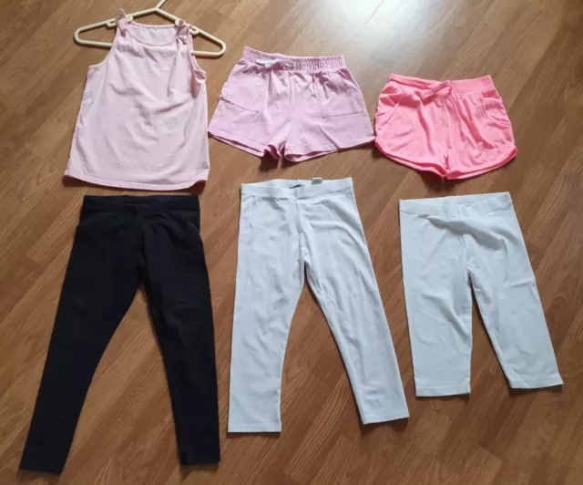 Next Miss Evie George Bundle 6x Girls Pink Black White Shorts Leggings Top Age 9