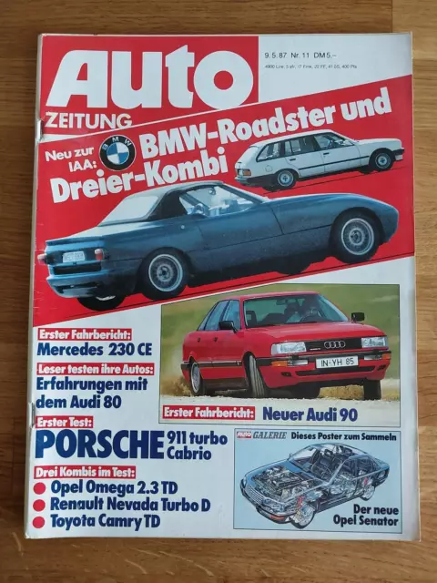 Auto Zeitung 11/1987  Porsche 911 Turbo Cabrio - BMW Z1 - Opel Senator CD