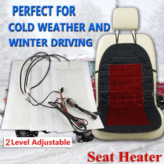 Seats Carbon Fiber Heated Seat Heater Pad Kit Car Cushion Switch 12V Universal