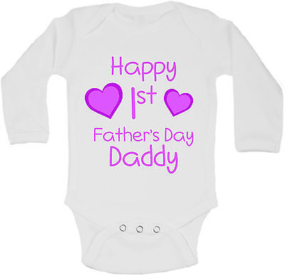 Happy Primo Fathers Day Daddy Personalizzati Manica Lunga Bambino Body Body Bebè