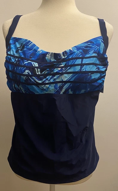 Peyton & Parker Women's Plus Sz Tankini Top Built In Bra Ties In Back Size 0X