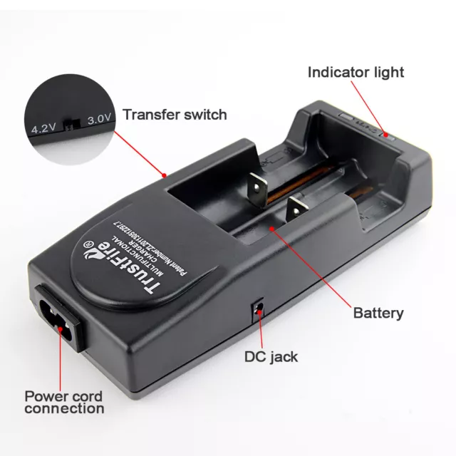 TrustFire Cargador de baterías con 2 bahías de Carga para baterías Li-Ion IMR 2