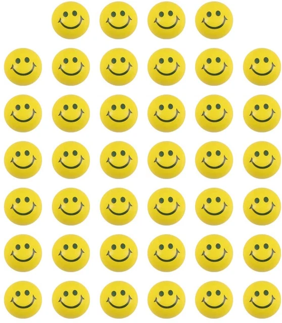 40 PIEZAS bolas de compresión facial, bolas de estrés facial de 2 pulgadas bolas amarillas de sonrisa M