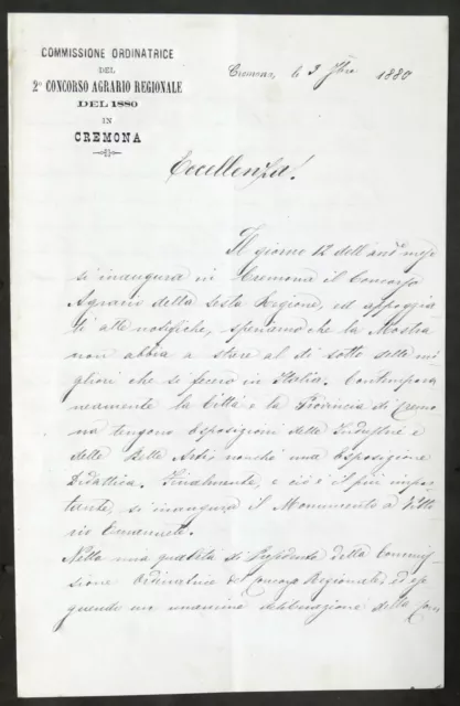 Lettera con autografo di Luigi Griffini senatore del Regno d'Italia - 1880