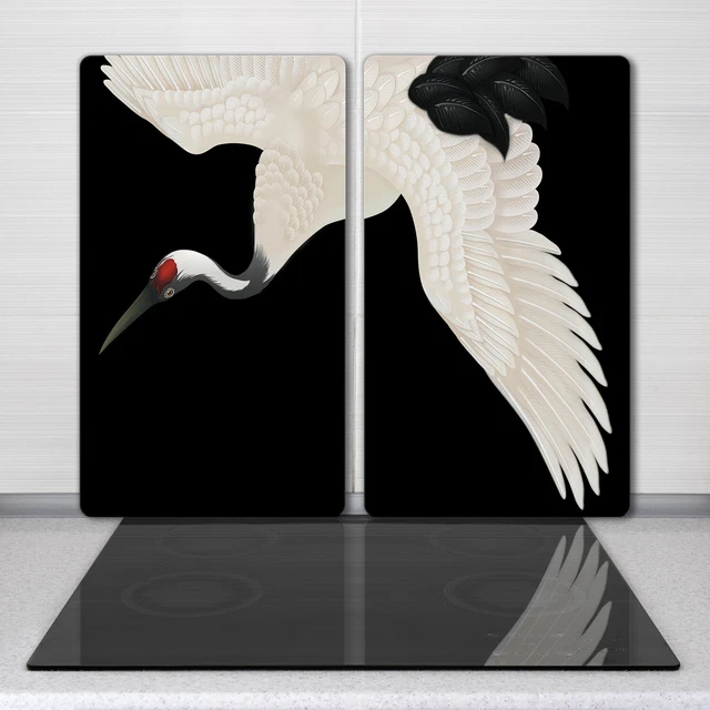Planche à Découper En Verre Trempé 80x52 Cm - Motif Flamant Rose Abstrait Bleu - Multifonction Coloray
