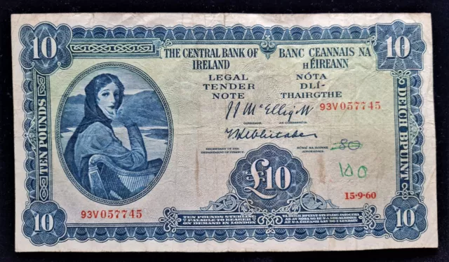 Ireland  £10 pounds Lady Lavery 1960 Banknote