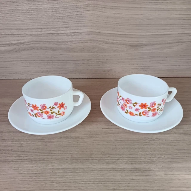 Lot De 3 Tasses à Café Arcopal Polka – Motif Pois – Vintage Années 60 – France