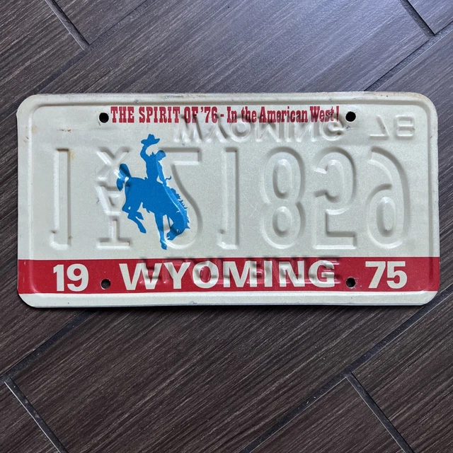 1975 WYOMING BICENTENNIAL License Plate Back Tax Flat Rate Double Sided
