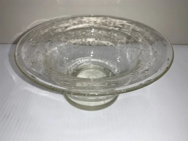 Southern Living At Home Glass Footed Clear Bubbles Bowl Hand Blown Footed