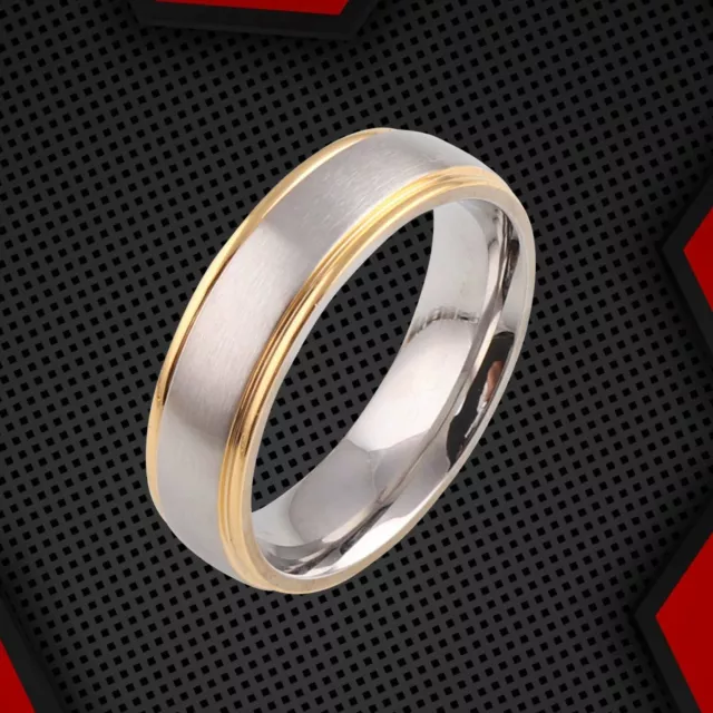 Mens Titanium Engagement Wedding Anniversary Band 6mm Ring 18Ct White Gold Over