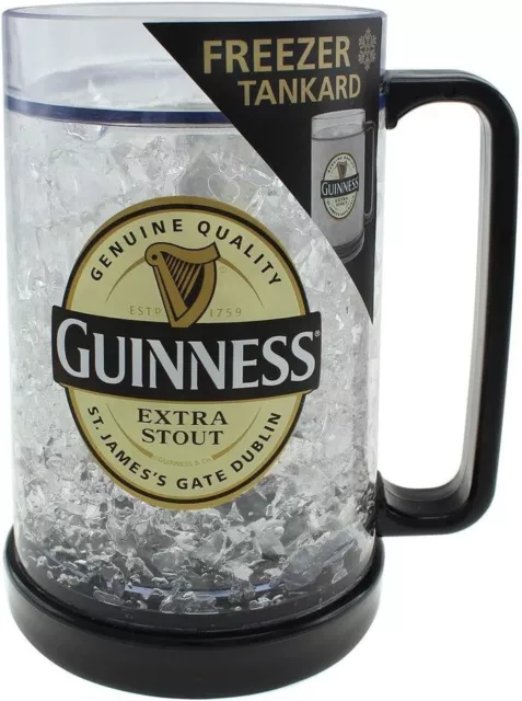 Guinness Freezer Tankard - Black & Clear - Keeps Drinks Ice Cold