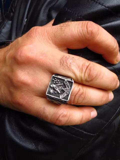 Tribal Spirit Ring Edelstahl Freimaurer Illuminaten Illuminati Geheimbund Herren