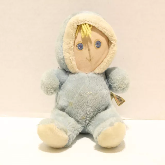 Vintage Baby Softtouch 1982 Amtoy Windup Lullaby Blue Boy Doll Plush 10"