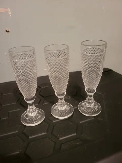 3 X Freixenet Crystal Glass Hobnail Champagne Prosecco Cava Flutes