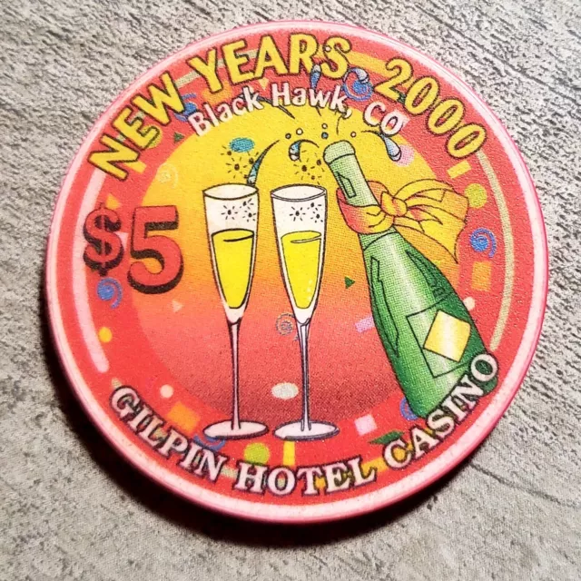 $5 Gilpin Hotel New Year's 2000 Casino Chip - Black Hawk CO *Rare*