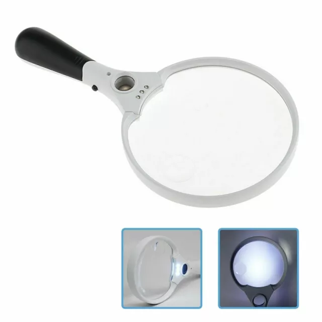 Extra Large Magnifying Glass with 3 LED Seniors Reading Light Handheld Magnifier