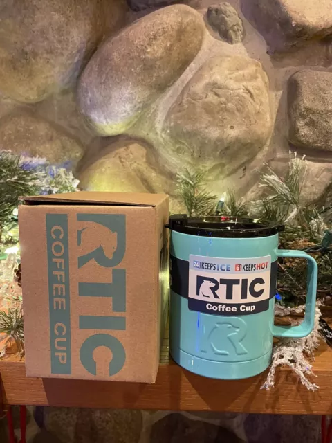 RTIC Coffee Cup NEW Teal 12oz Dbl Wall Vacuumed Insulated w/ spill proof lid