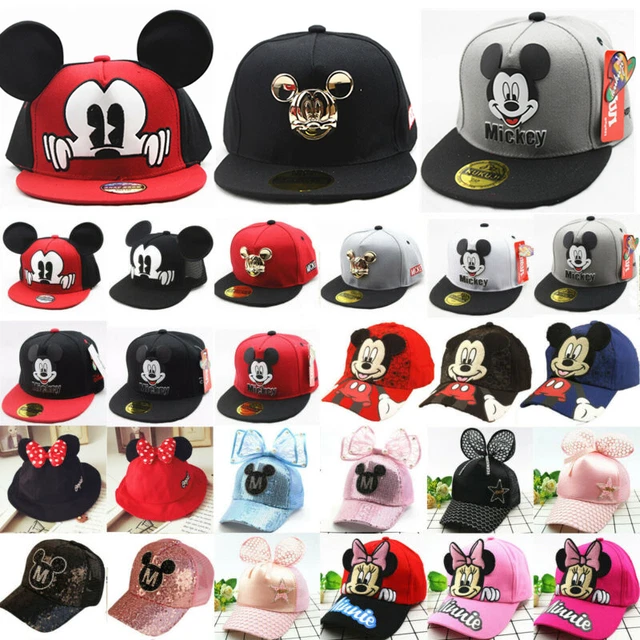 Babyhug Baseball Cap with Minnie Mouse & Text Print White & Navy Blue - Diameter 13cm