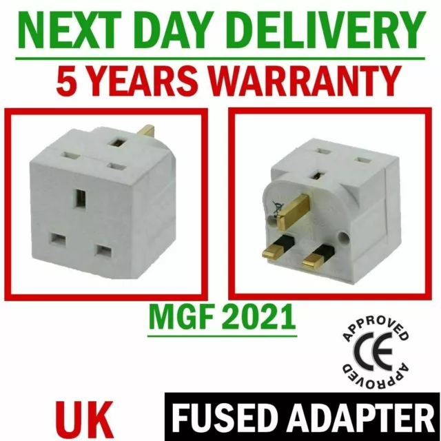 2 Way Adaptor 3 Pin Mains Socket 13 Amp Double Household Multi Plug Adapter Uk