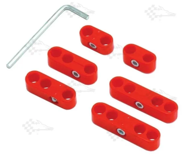 Red Pro Style Ignition Lead / Wire Separators - Fits 8mm - 9mm Leads / Wires