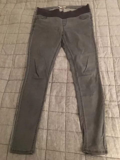 Pantaloni maternità Topshop LEIGH sotto la protuberanza slim/skinny jeans grigi UK 12