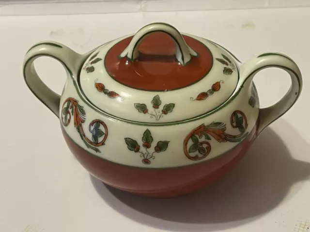 Vintage Porsgrund Norge WEDDING PROCESSION Sugar Bowl RARE
