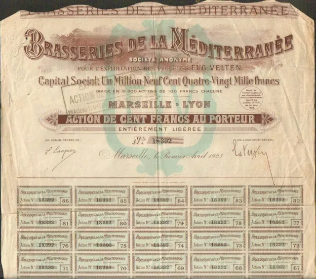 Rare => Brasserie De La Mediterranee 1923 (Marseille 13) (U)