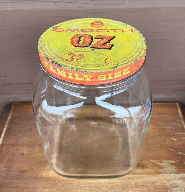 Glass Hoosier Cannister Jar with Lid  - Swift's Premium OZ Smooth Peanut Butter