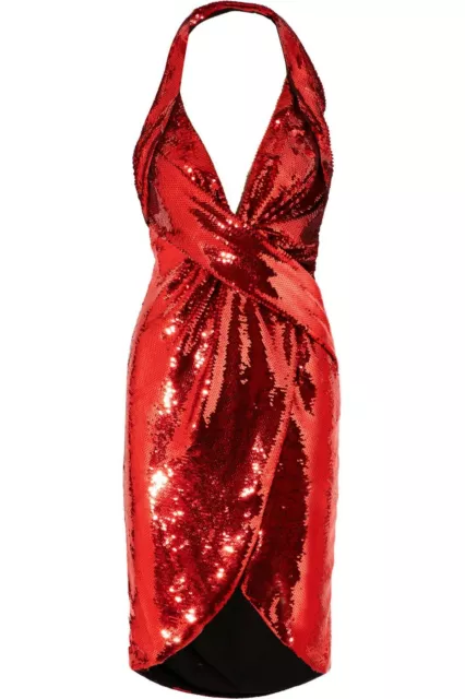 APRIL SPECIAL! MOSCHINO COUTURE JEREMY SCOTT Red Sequined Halterneck Dress