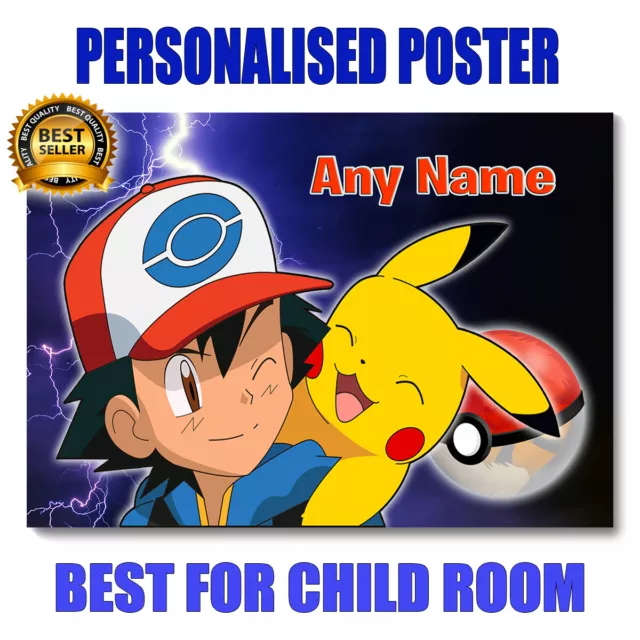 Personalised Pokemon Poster A3 Size -Add any Name-Best gift