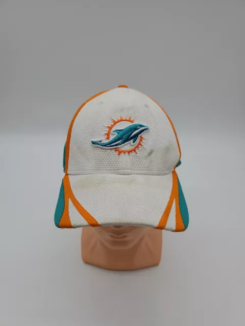 Miami Dolphins Hat Cap Mens Fitted Medium Large Football White Green